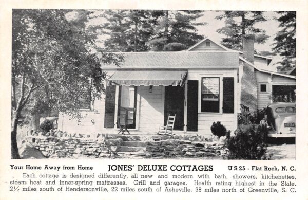 Flat Rock North Carolina Jones' Deluxe Cottages, B/W Photo Print Postcard U8194