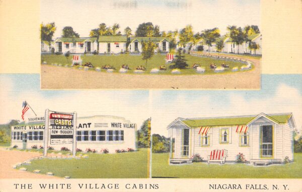 Niagara New York White Village Cabins, Multi-View Linen Vintage Postcard U8195