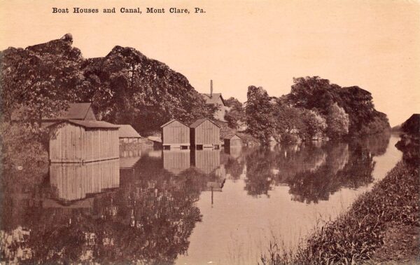 Mont Clare Pennsylvania Boat Houses & Canal, Sepia Tone Photo Print PC U8202