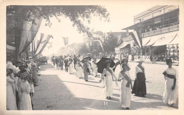 St. Petersburg Florida Parade Scene, Women Marching, Real Photo Vintage PC U8211