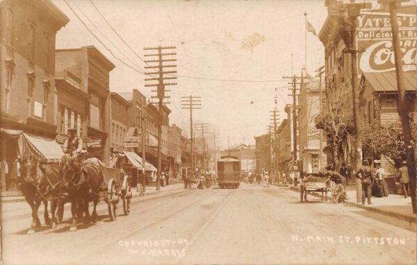 Pittston Pennsylvania North Main St., Coca Cola Sign, Real Photo Postcard U8250