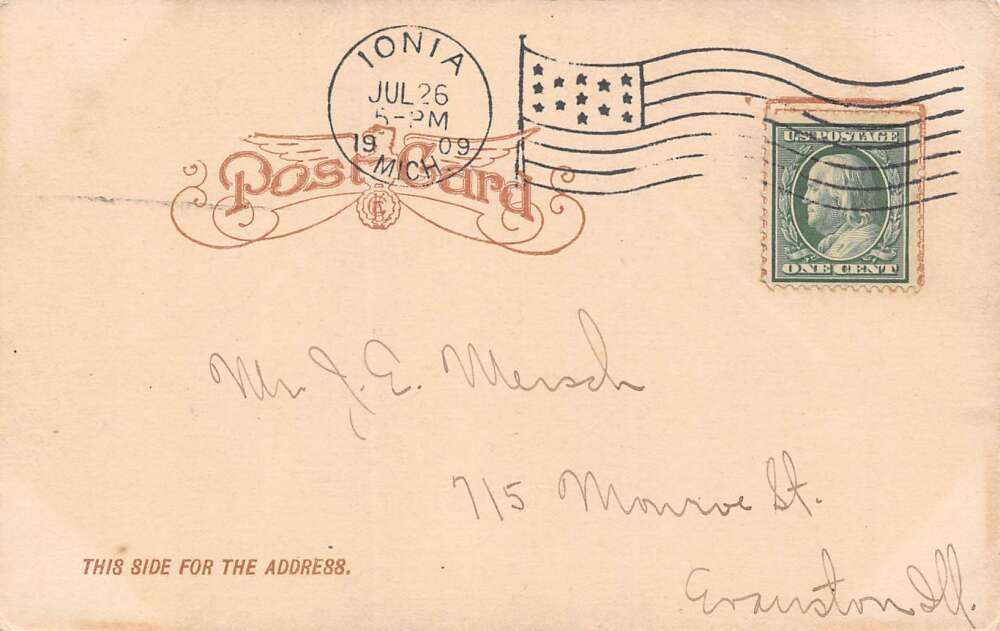 Ionia Michigan Looking South From Summit St., Undivided Back Vintage PC U8288 - Image 2