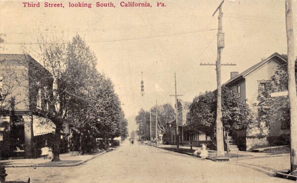 California Pennsylvania 3rd Street, Looking S., Sepia Tone Lithograph PC U8299