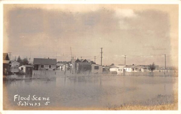 Salinas California Flood Scene Real Photo Vintage Postcard AA69573