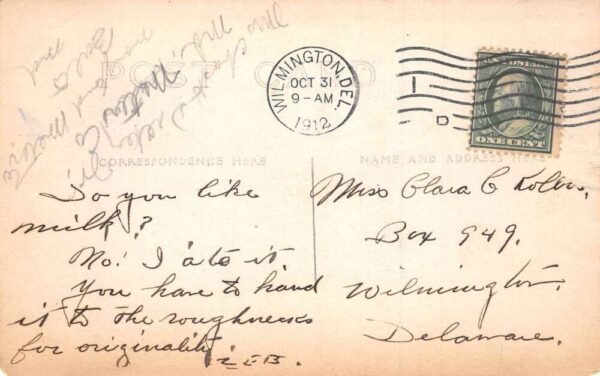 Wilmington Delaware Lady and Parasol Halloween Postal Used Real Photo PC AA69692 - Image 2