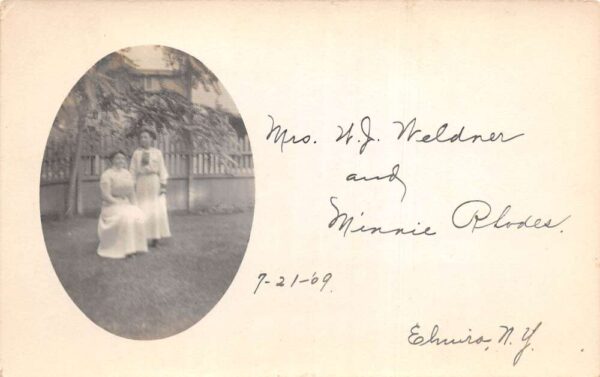Elmira New York Mrs Weldner and Minnie Ladies in Garden Real Photo PC AA69717