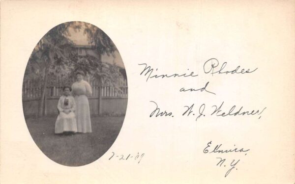 Elmira New York Minnie Rhodes Mrs Weldner Ladies in Garden Real Photo PC AA69746