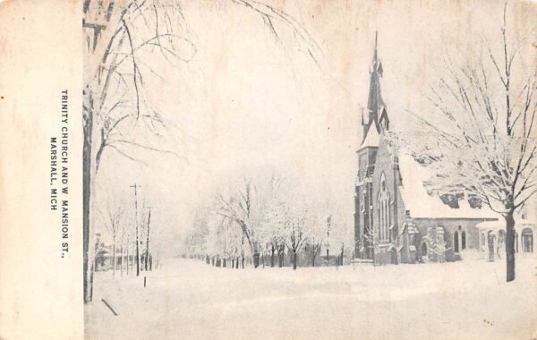 Marshall Michigan Trinity Church, W. Mansion St., B/W Photo Print PC U8445