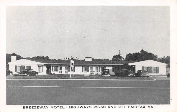 Fairfax Virginia Breezeway Motel, B/W Photo Print Vintage Postcard U8454