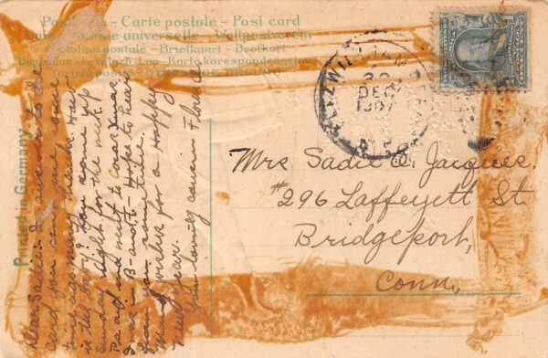 A Happy New Year Angels W/ Bow & Arrow & Flowers, Embossed Vintage PC U8467 - Image 2