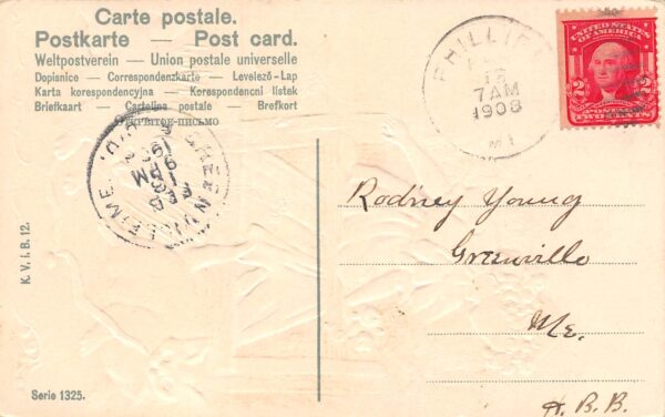 Hearty Greetings Girl On Fence With Playful Kitties, Embossed Vintage PC U8473 - Image 2