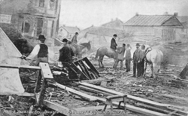 Johnstown Pennsylvania Main & Jackson Sts., Johnstown Flood Scene PC U8499