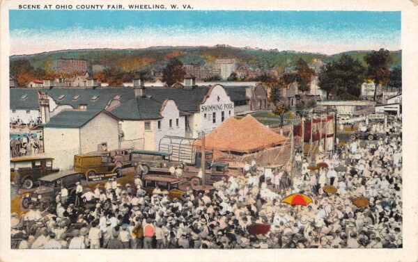 Wheeling West Virginia Ohio County Fair Scene, White Border Vintage PC U8520