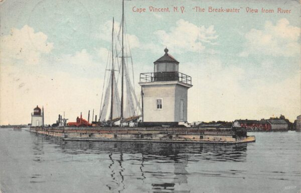 Cape Vincent New York The Break-water, View From River,Color Lithograph PC U8529