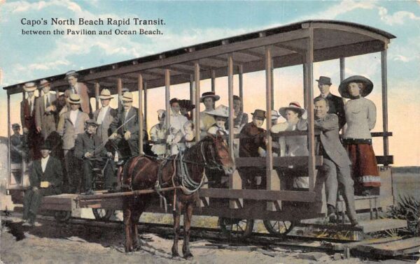 North Beach Florida Capo's Rapid Transit Horse Trolley Vintage Postcard AA69761