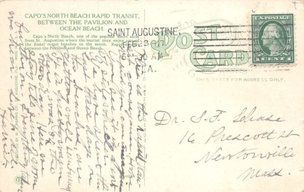 North Beach Florida Capo's Rapid Transit Horse Trolley Vintage Postcard AA69761 - Image 2
