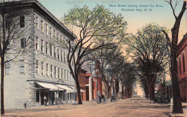 Elizabeth City North Carolina Main St., Looking Toward River,Color Lithograph PC U8556