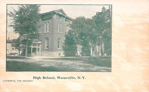 Waterville New York High School Building, Undivided Back Vintage Postcard U8583