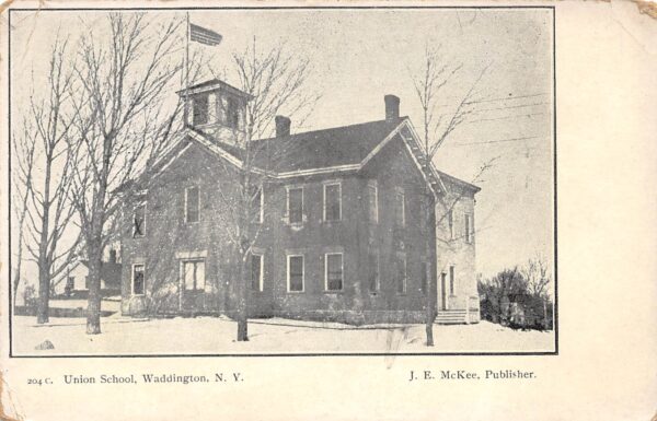 Waddington New York Union School, Exterior, B/W Photo Print Vintage PC U8585
