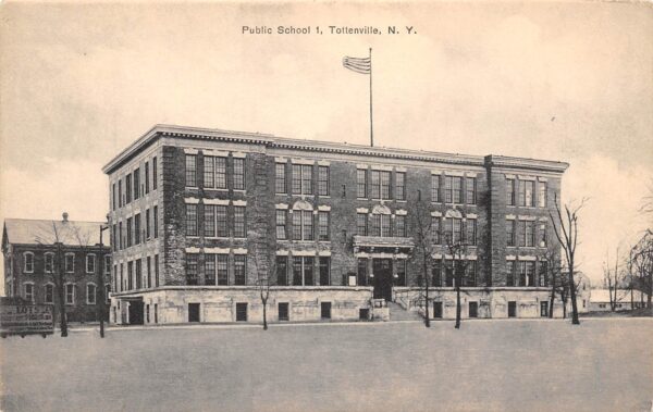 Tottenville New York Public School No. 1. B/W Lithograph Vintage Postcard U8597