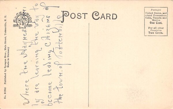 Tottenville New York Public School No. 1. B/W Lithograph Vintage Postcard U8597 - Image 2
