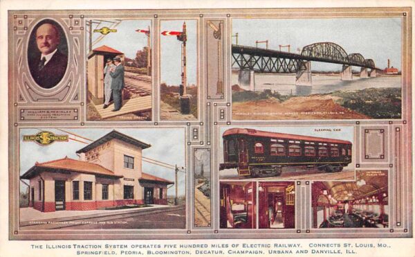 Illlinois Traction System Electric Railway Train Station Railroad PC AA69785