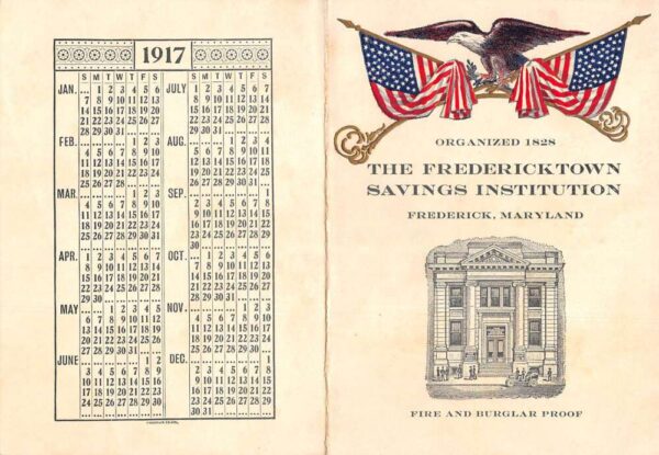Frederick Maryland Federicktown Savings 1917 Adv Mini brochure AA69800