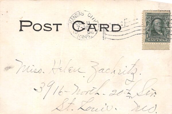 Kansas City Kansas Post Office, Undivided Back Vintage Postcard U8728 - Image 2