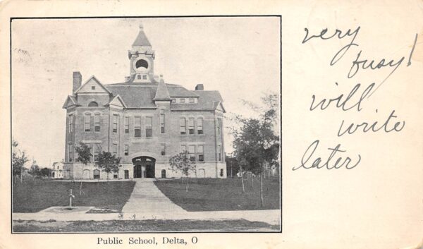 Delta Ohio Public School, Undivided Back Vintage Postcard U8729