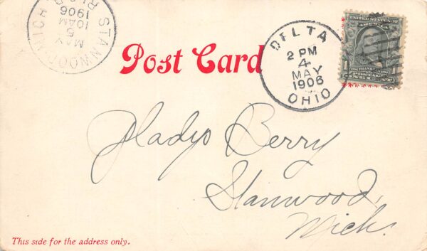 Delta Ohio Public School, Undivided Back Vintage Postcard U8729 - Image 2