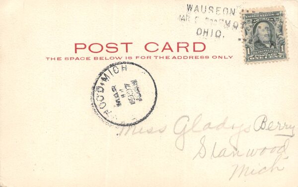 Wauseon Ohio High School Building, Undivided Back Vintage Postcard U8730 - Image 2