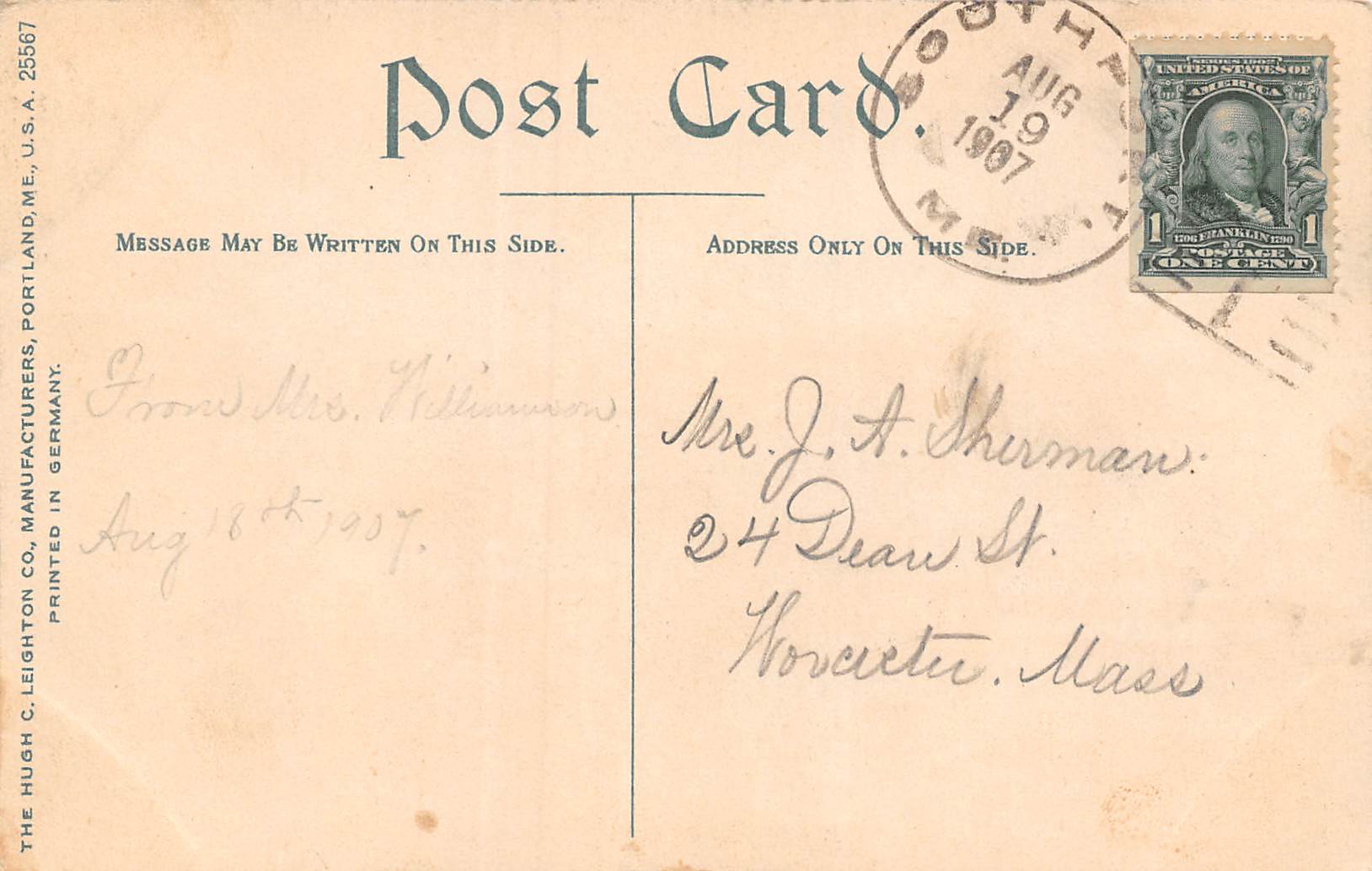 Five Islands Maine Boat Landing/Dock Scene, Color Lithograph Vintage PC