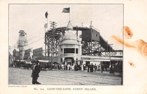 Coney Island New York Loop-The-Loop Ride, Undivided Back Vintage Postcard U8877