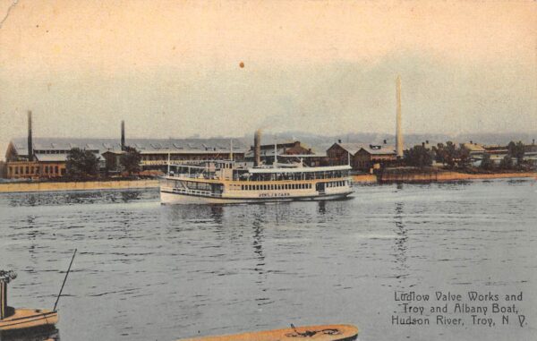 Troy New York Ludlow Valve Works, Troy & Albany Boat, Hudson River PC U8883