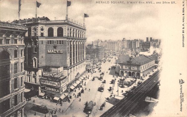 New York City New York Herald Sq., Broadway, 6th Ave. & 34th St. Undivided Back PC U8917
