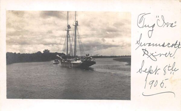 Squamscott River New Hampshire Schooner Ship Real Photo Postcard AA69838