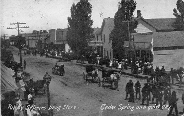 Cedar Springs Michigan Main Street "Quiet Day" Street Scene Postcard AA69840