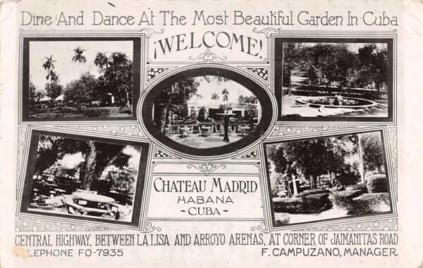 Habana Cuba Chateau Madrid Gardens Multiview Real Photo Postcard AA69842