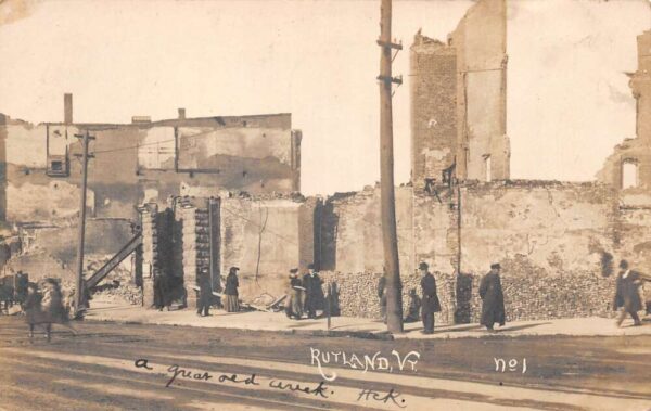 Rutland Vermont 1906 Fire Disaster Ruins Real Photo Postcard AA69850