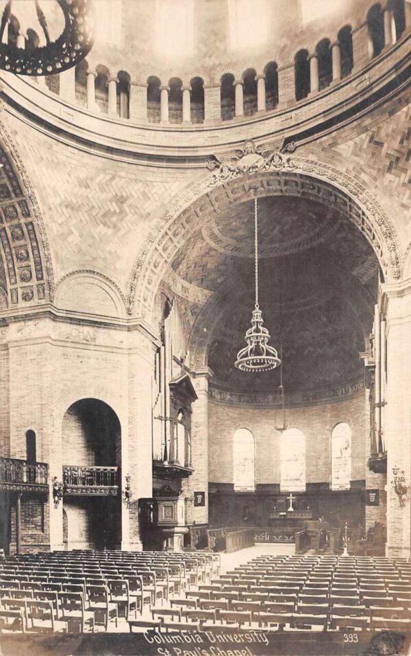 New York City Columbia University St Pauls Chapel Interior Real Photo PC AA69854