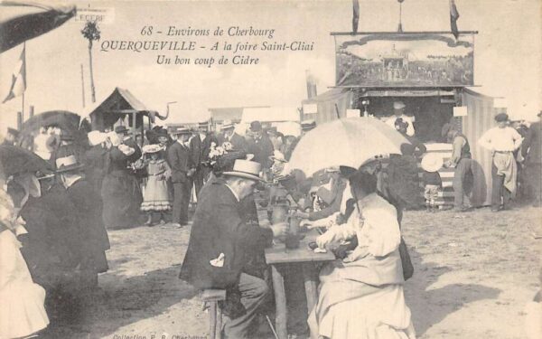Querqueville France Saint Cliai Fair Drinking Cider Vintage Postcard AA69883