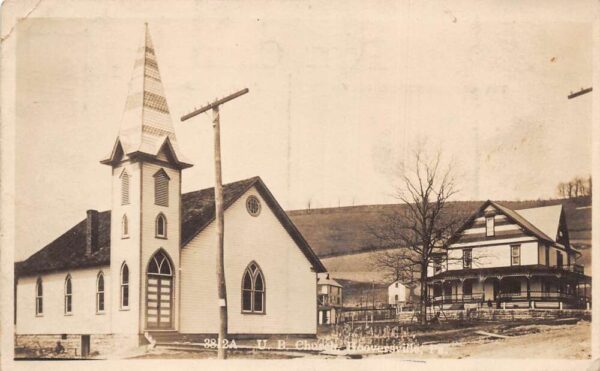 Hooversville Pennsylvania UB Church Real Photo Vintage Postcard AA69905