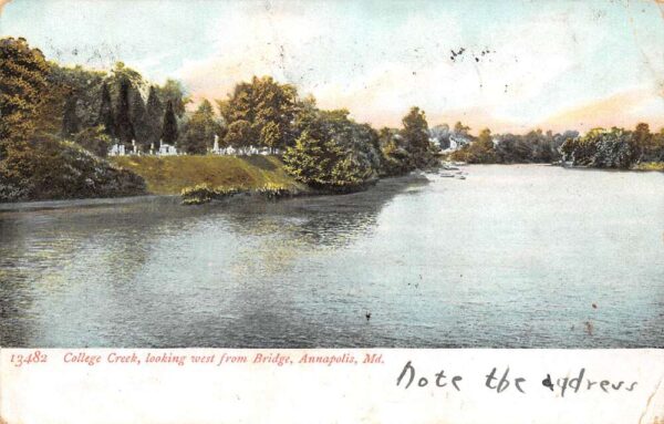 Annapolis Maryland College Creek, Looking W. From Bridge,Undivided Back PC U8781