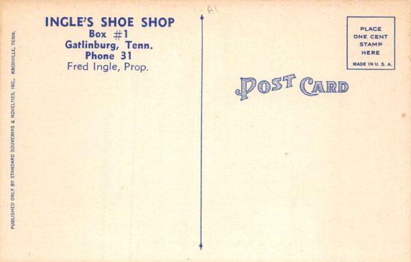 Gatlinburg Tennessee Ingle's Shoe Shop Vintage Postcard AA70061 - Image 2