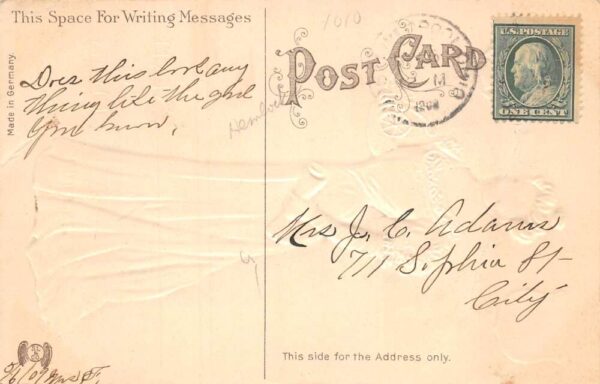 Ohio State Girl Lady in Purple Dress Langsdorf Vintage Postcard AA70068 - Image 2