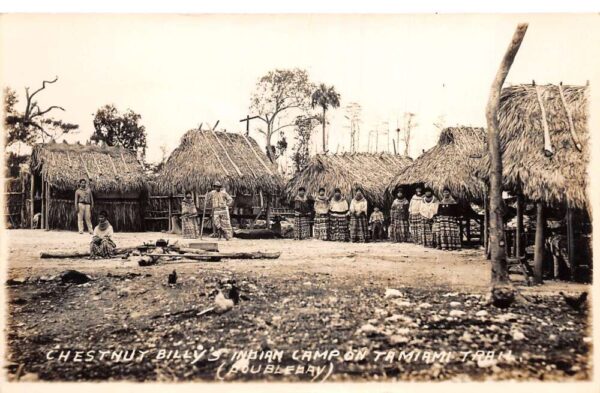 Tamiami Trail Florida Chestnut Billy Indian Camp Doubleday Real Photo PC AA70091