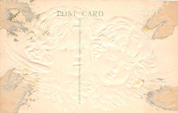Easter Greetings Cherub Angel Faces Embossed Vintage Postcard AA70105 - Image 2