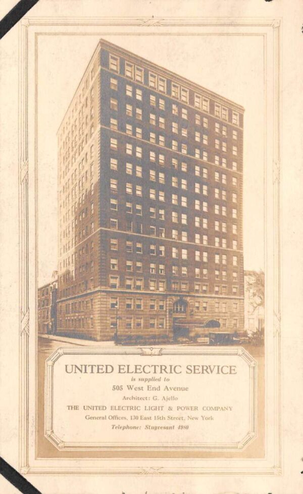 New York City United Electric Service Bldg Real Photo Vintage Non PC AA70107
