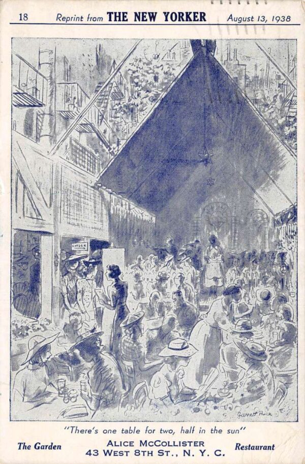 The New Yorker 1938 Illustration Garden Restaurant Alice McCollister PC AA70108