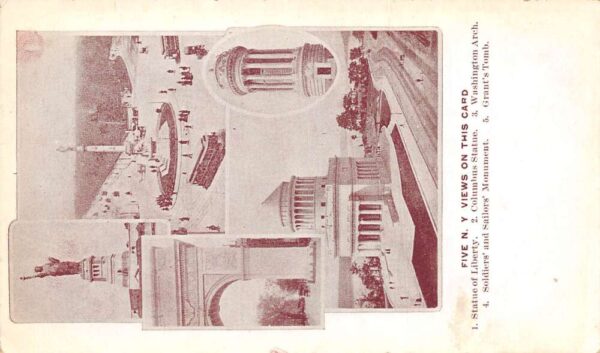 New York City Statue of Liberty Grants Tomb Columbus Statue Postcard AA70109